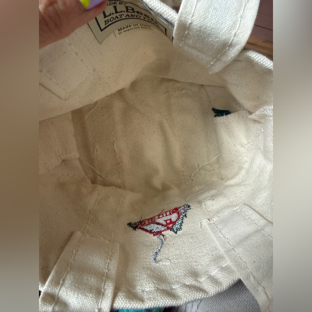 LL Bean Mini Boat And Tote House Embroidered USA Made Canvas Green 6'' EXCELLENT - Picture 9 of 9